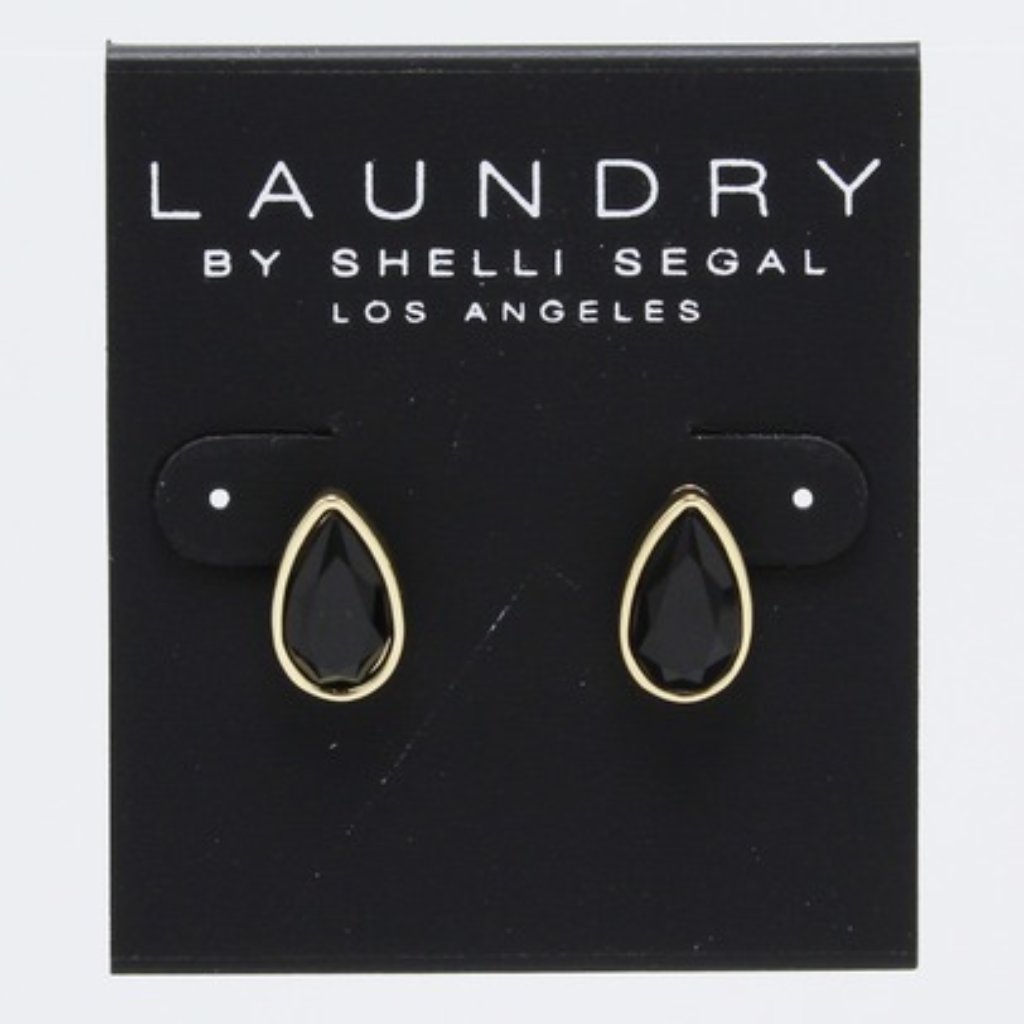 Nwt Laundry By Shelli Segal Black Gold Stud Earrings 16$